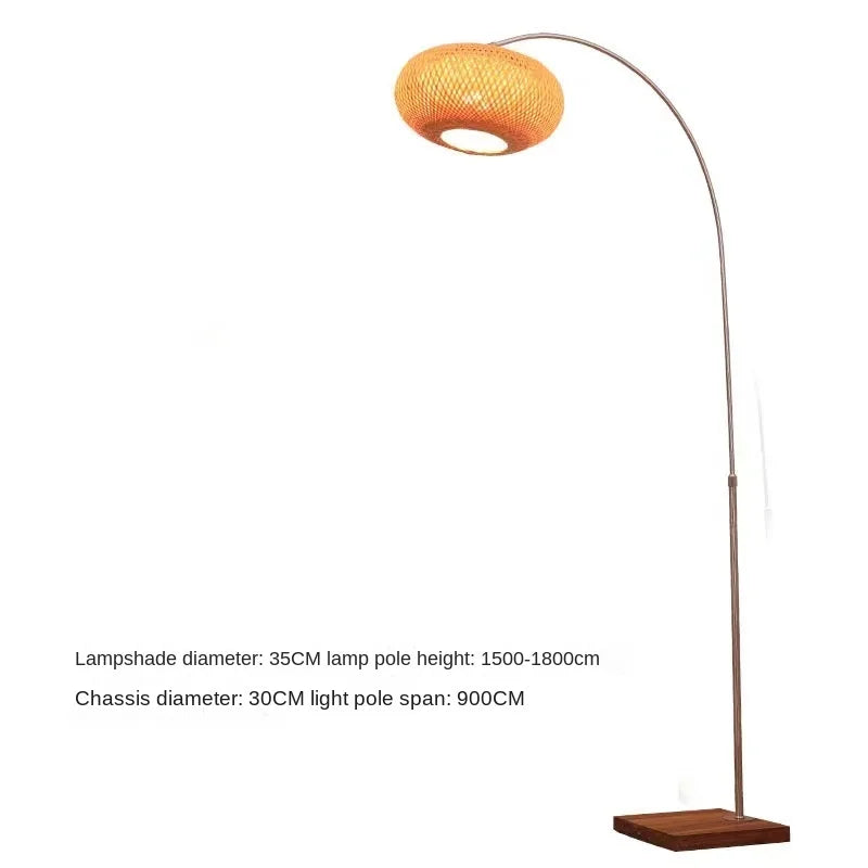 Japanese Bamboo Lamp Floor Lamp Tatami Chinese Zen Tea Room Bamboo Lights Nordic Living Room Bedroom Study Vertical Fishing Lamp