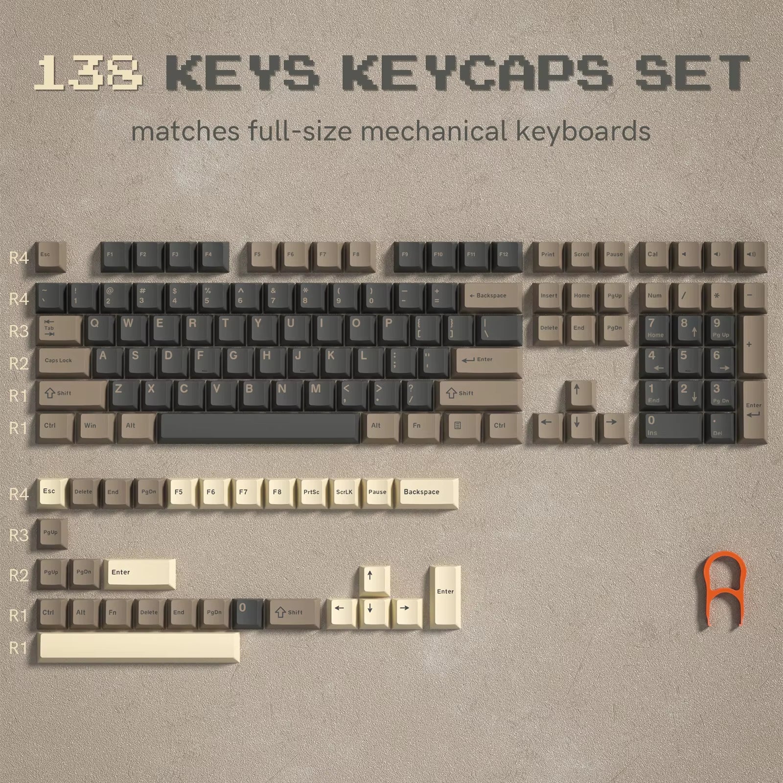138 Keys Retro Grey Blue PBT Keycap Double Shot Cherry Profile Key Caps for Cherry MX Switches Mechanical Gamer Keyboard