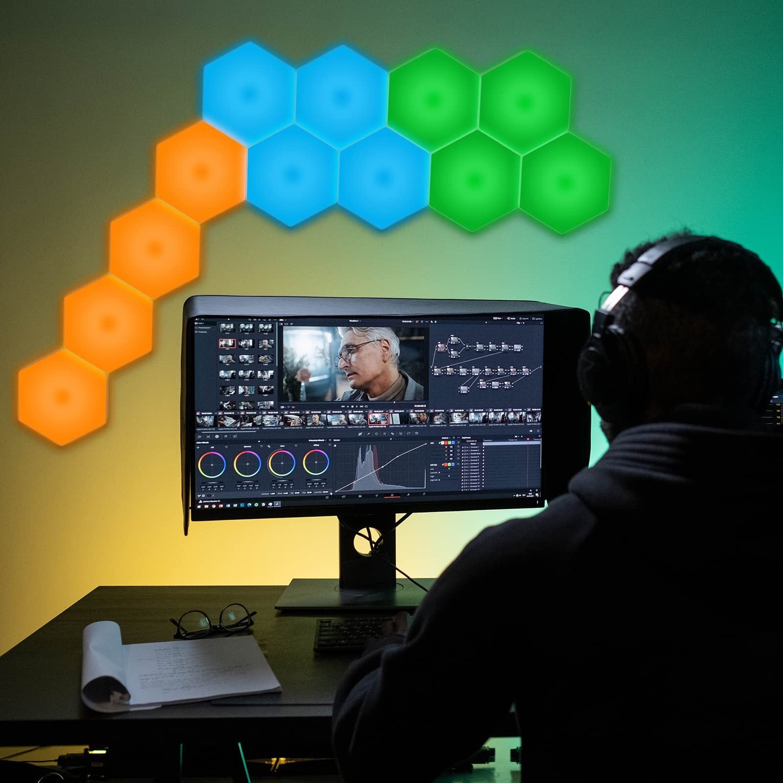 Vcwtty Hexagon Lights, Smart LED Wall Lights with Remote, 13 Colors Touch-Sen...