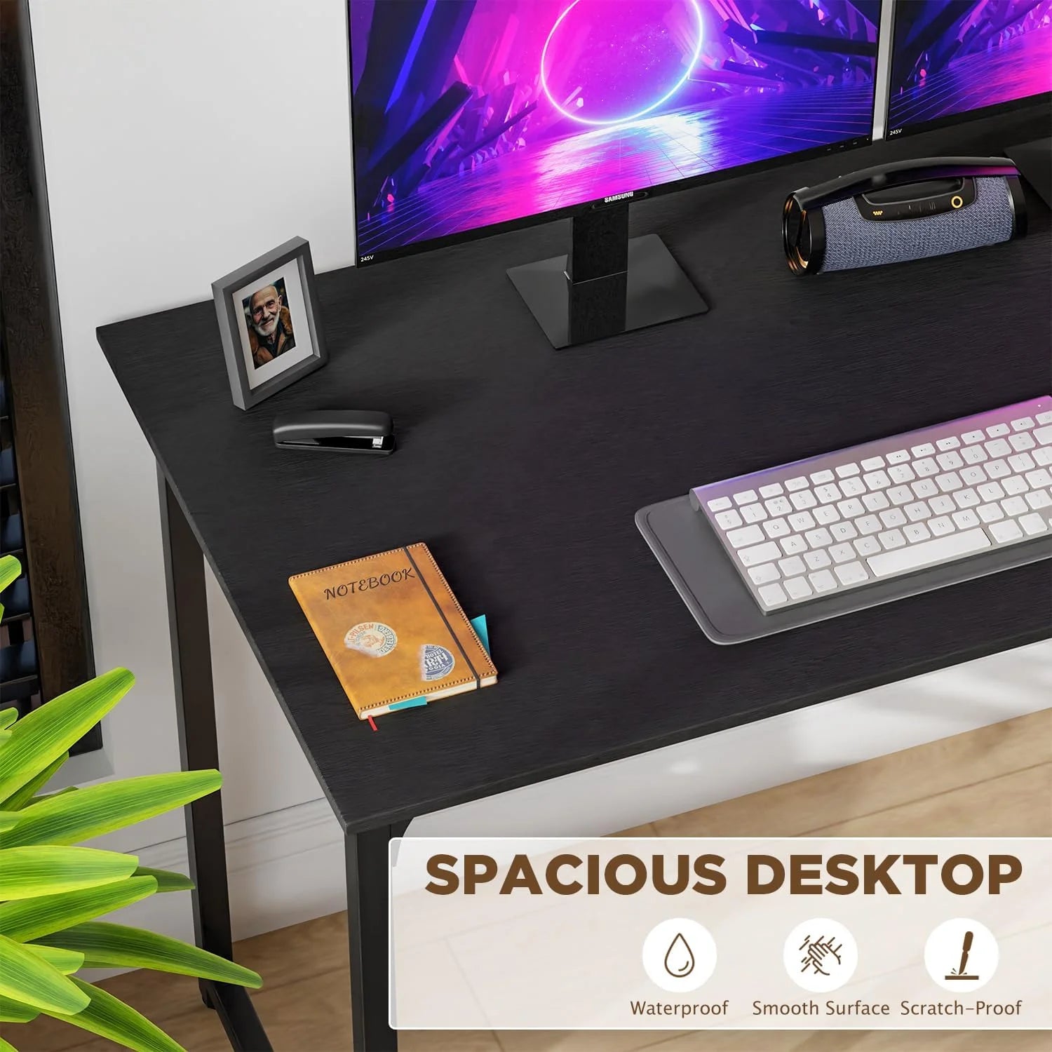 Small 47 Inch Black Computer Desk