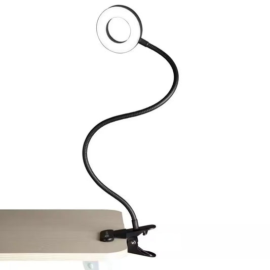 Wellness Series 20 In. Black Capture LED Clip-On Ring Light Desk Lamp