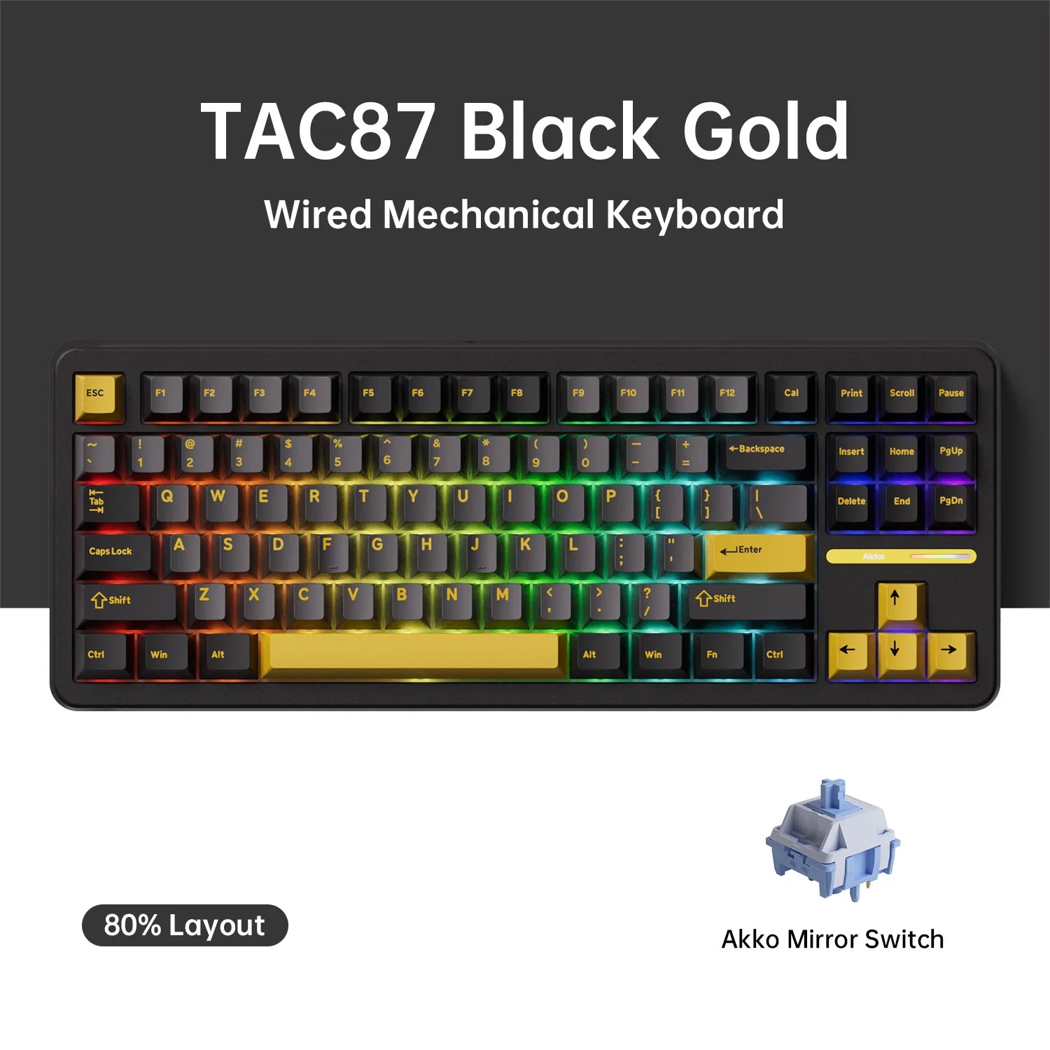 TAC87 Mechanical Keyboard 80% TKL Hot-Swap RGB 10000Mah USB Wired/2.4G&Bt Wireless Customized Gaming Keyboard Gasket Mount