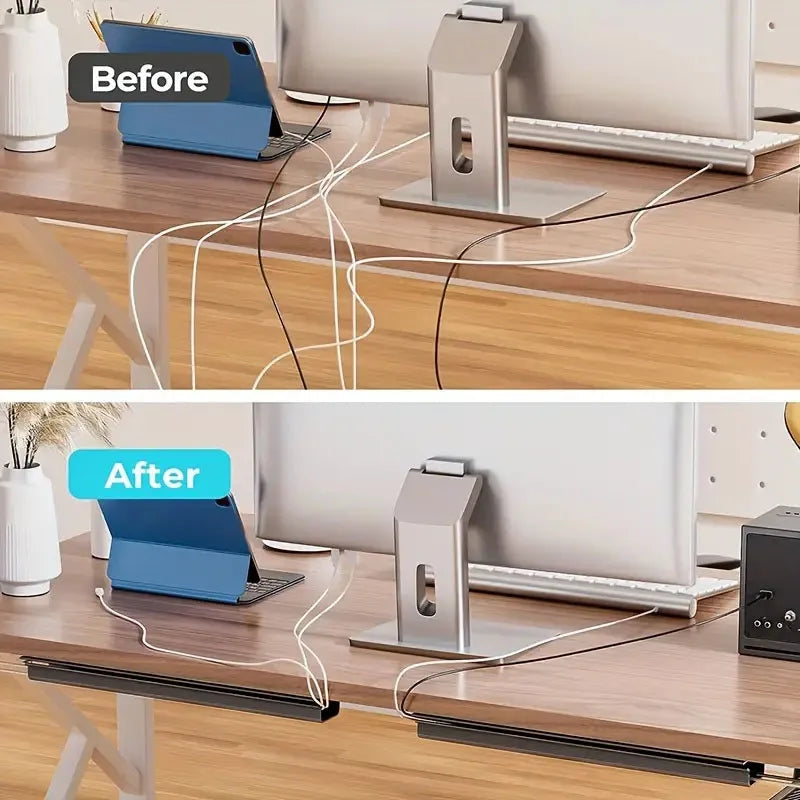 Channel Desk Cable Organizer Cable Management Accessories White Cable Protecter No Drilling under Desk Management Tray