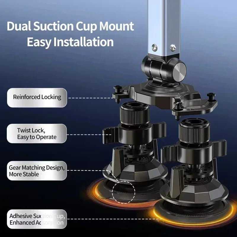 Professional Dual Suction Mount 360° Microphone Boom Arm Mic Stand Microphone Clamp Holder Microphone Accessories for Streaming