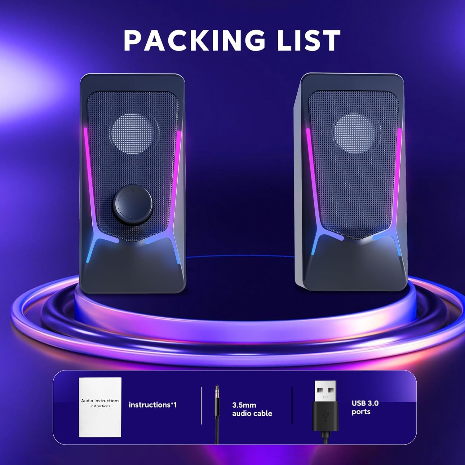 ROSON Computer Speakers, Gaming PC Speakers with Enhanced Bass and Volume Contro
