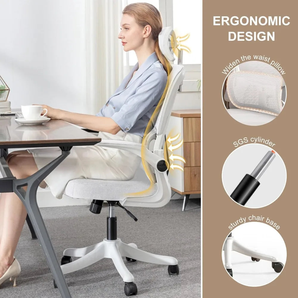 Ergonomic Desk Chairs with Flip-Up Armrests and Lumbar Support