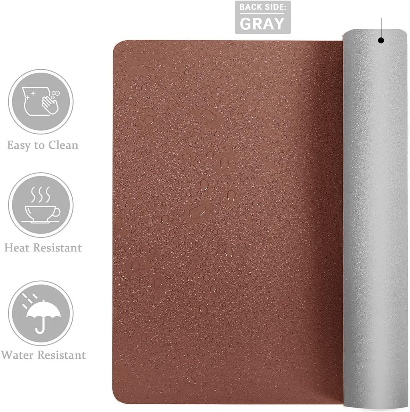 Double-Sided PU Leather Desk Pad - Non-Slip Large Mouse Pad & Desk Mat for Office, Home - Waterproof, Easy to Clean, Durable Dual-Sided Surface(Brown, 23.6