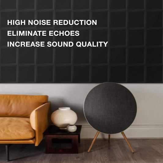 Acoustic Foam Panels, 24 Pack Black 2'' X 12" X 12" Mushroom Studio Wedge Tiles, Sound Panels Sound Proof Foam Panels Sound Proofing Padding for Wall
