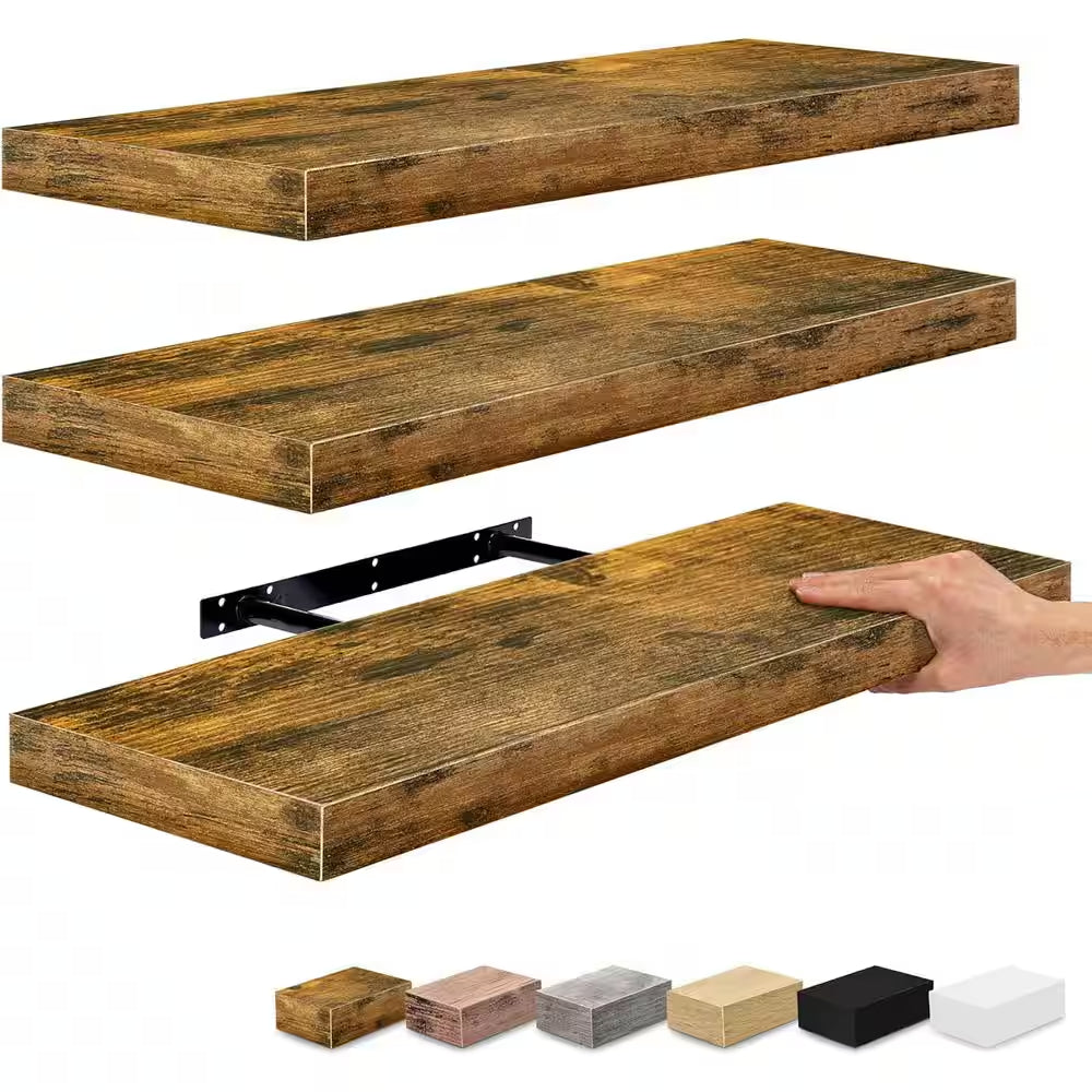 3-Pack Floating Shelves, 24 In. W X 9 In., invisible brackets