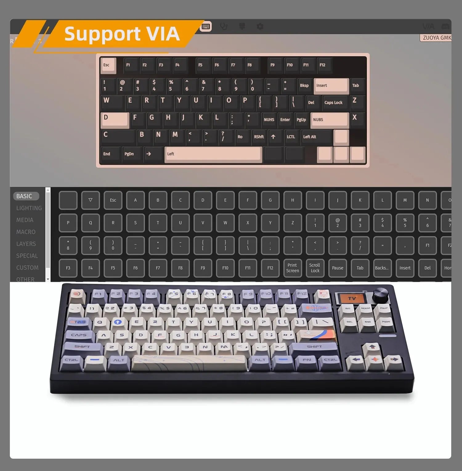GMK87 Mechanical Keyboard KIT with Display Screen RGB Backlit Gasket Structure Gaming Hot Swap Keyboard for via Customized