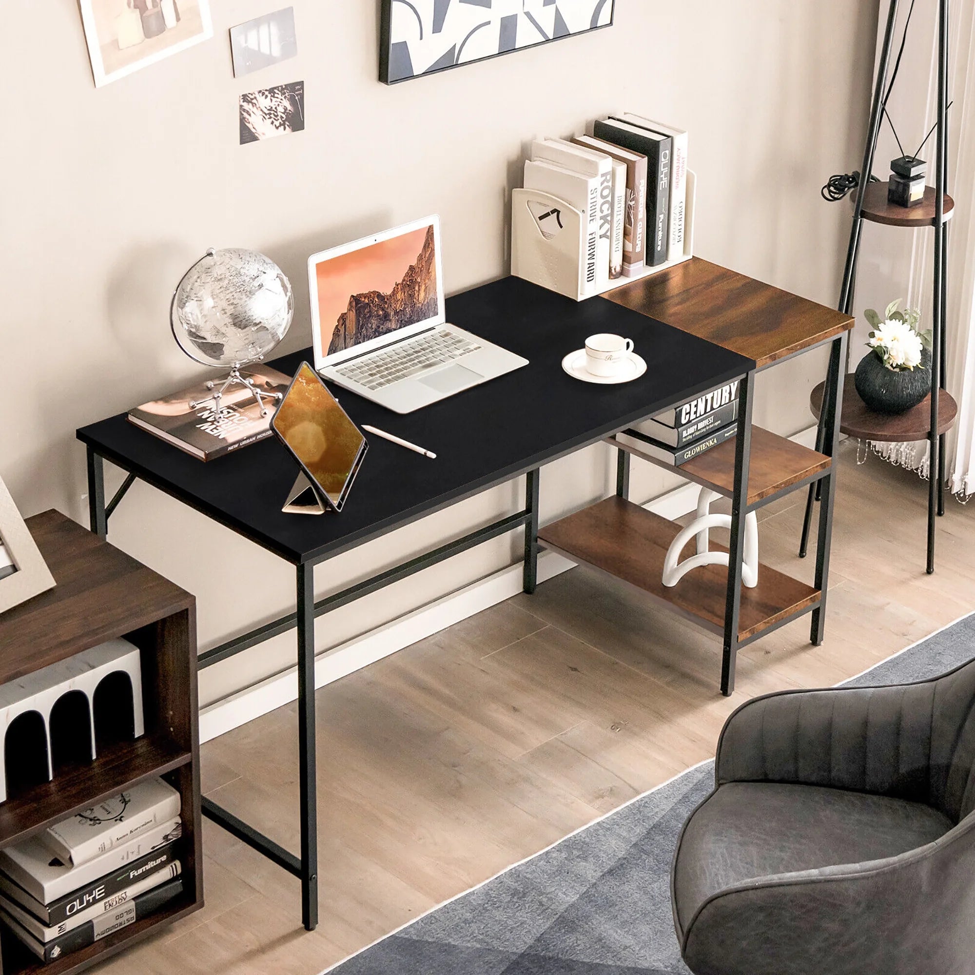 Medium 55'' Computer Desk Wood/Black