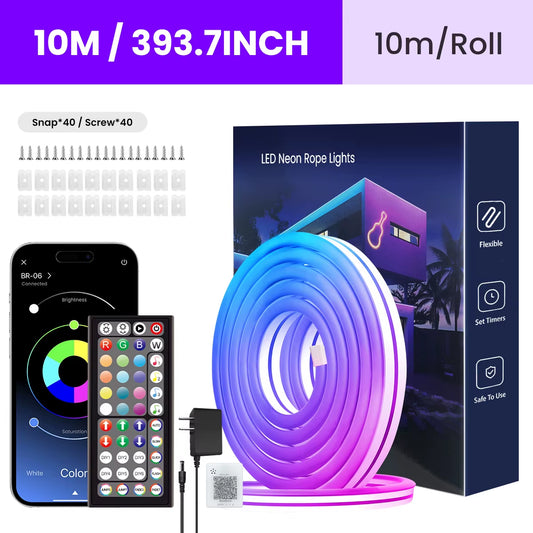 Neon LED Rope Lights, LED Lights for Bedroom Flexible LED Light Strip with Remote and APP Control RGB Lighting Strip