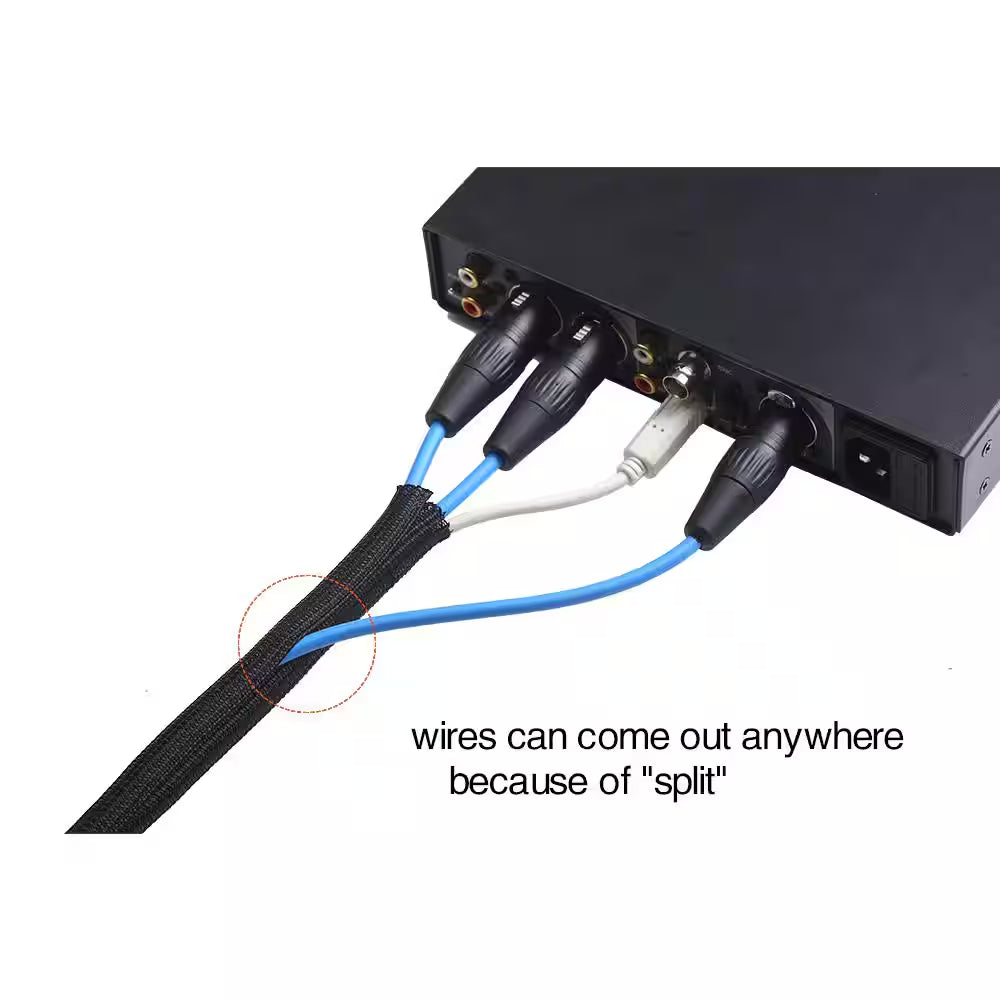 1 In.-25 Ft. Cable Management Sleeve Cord Organizer Cable Protector Split Sleeving for Home Office Automotive-Black