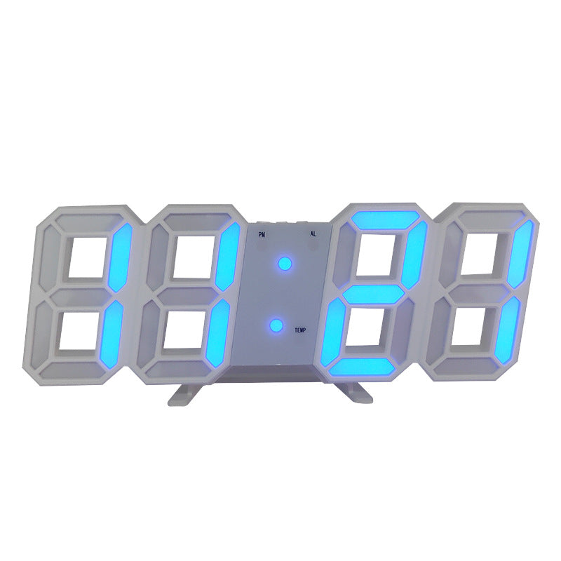 3D LED Wall Clock Modern Digital Sound Control Table Desktop Alarm Clock Temperature Night Light
