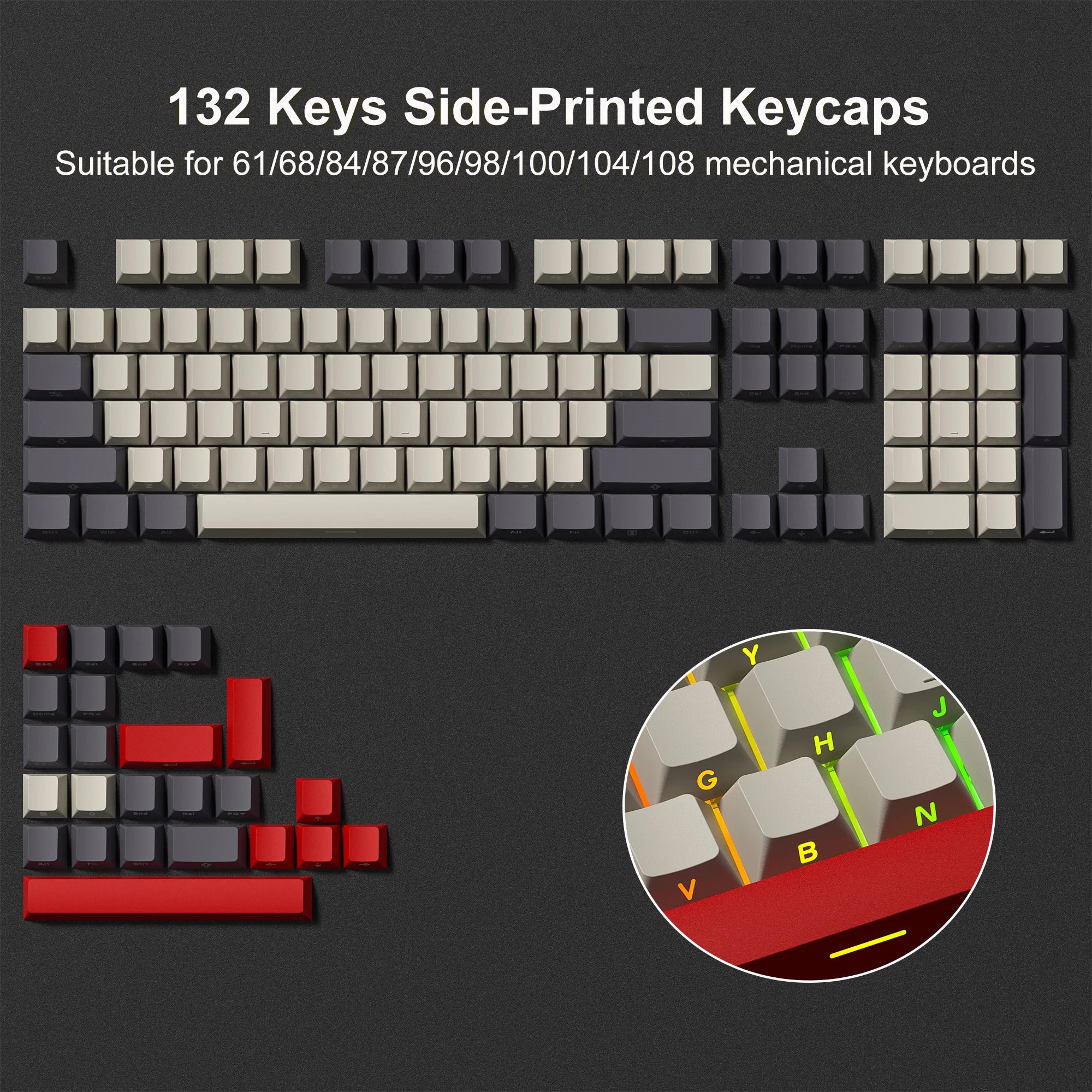 138 Keys Retro Grey Blue PBT Keycap Double Shot Cherry Profile Key Caps for Cherry MX Switches Mechanical Gamer Keyboard