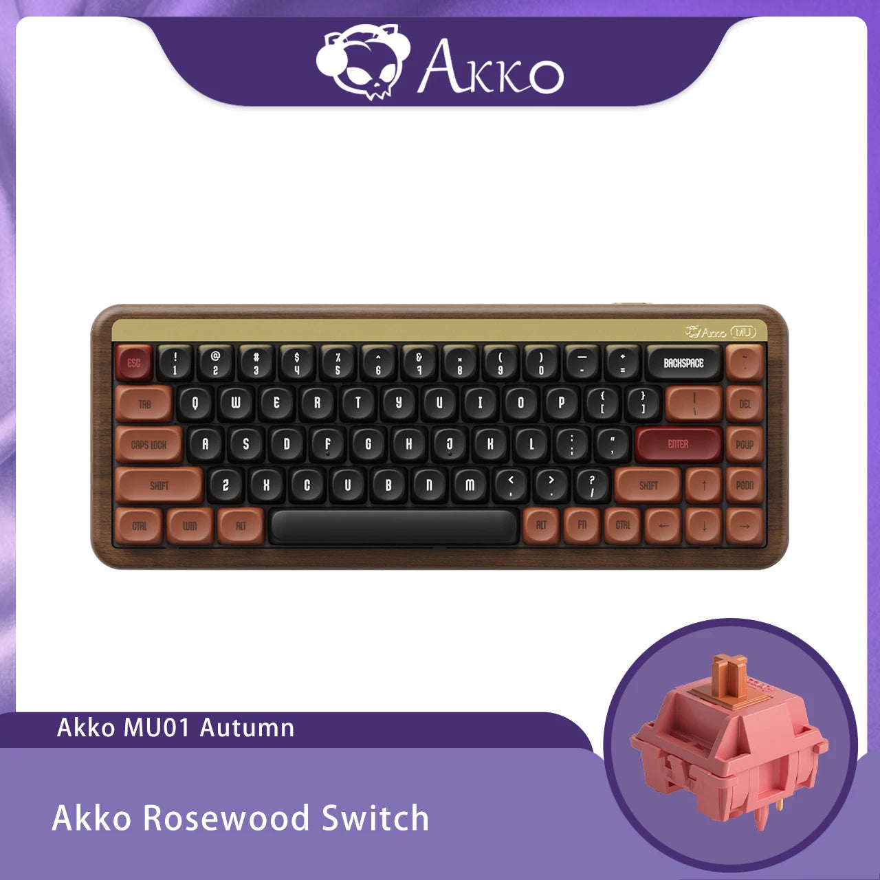 MU01 Mountain Seclusion Wooden Mechanical Keyboard RGB Hot-Swappable BT 5.0/2.4G Wireless & Type-C Wired Gaming Keyboard
