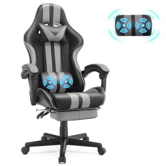 Gaming Chair with Foot Rest and Massage 