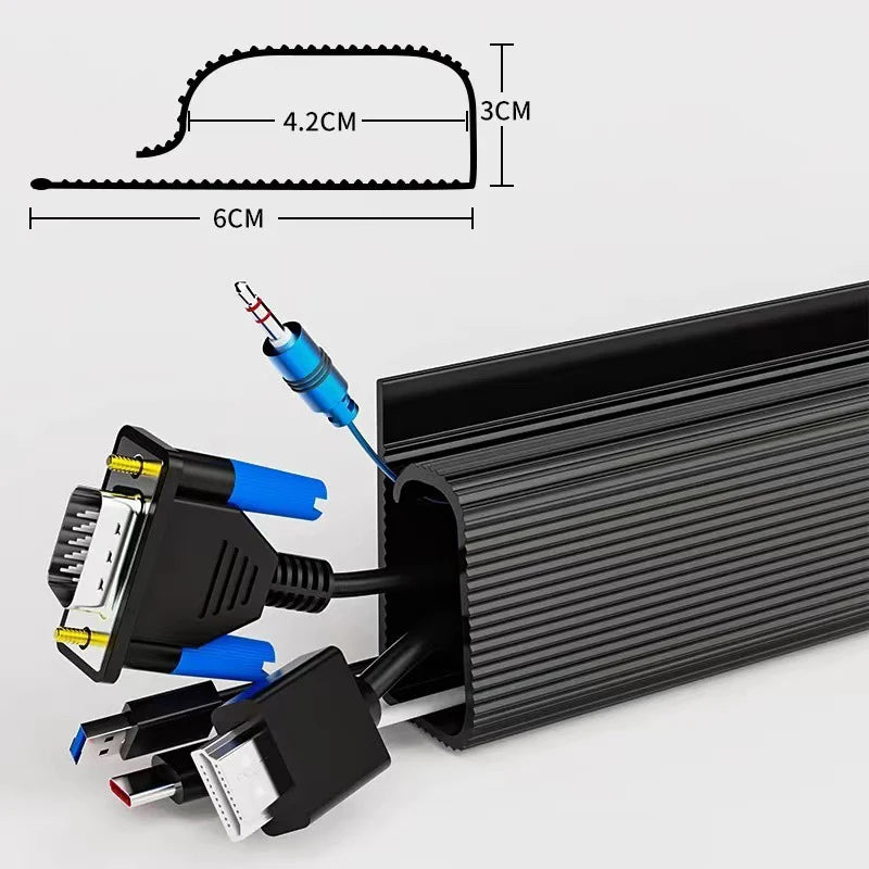 Channel Desk Cable Organizer Cable Management Accessories White Cable Protecter No Drilling under Desk Management Tray