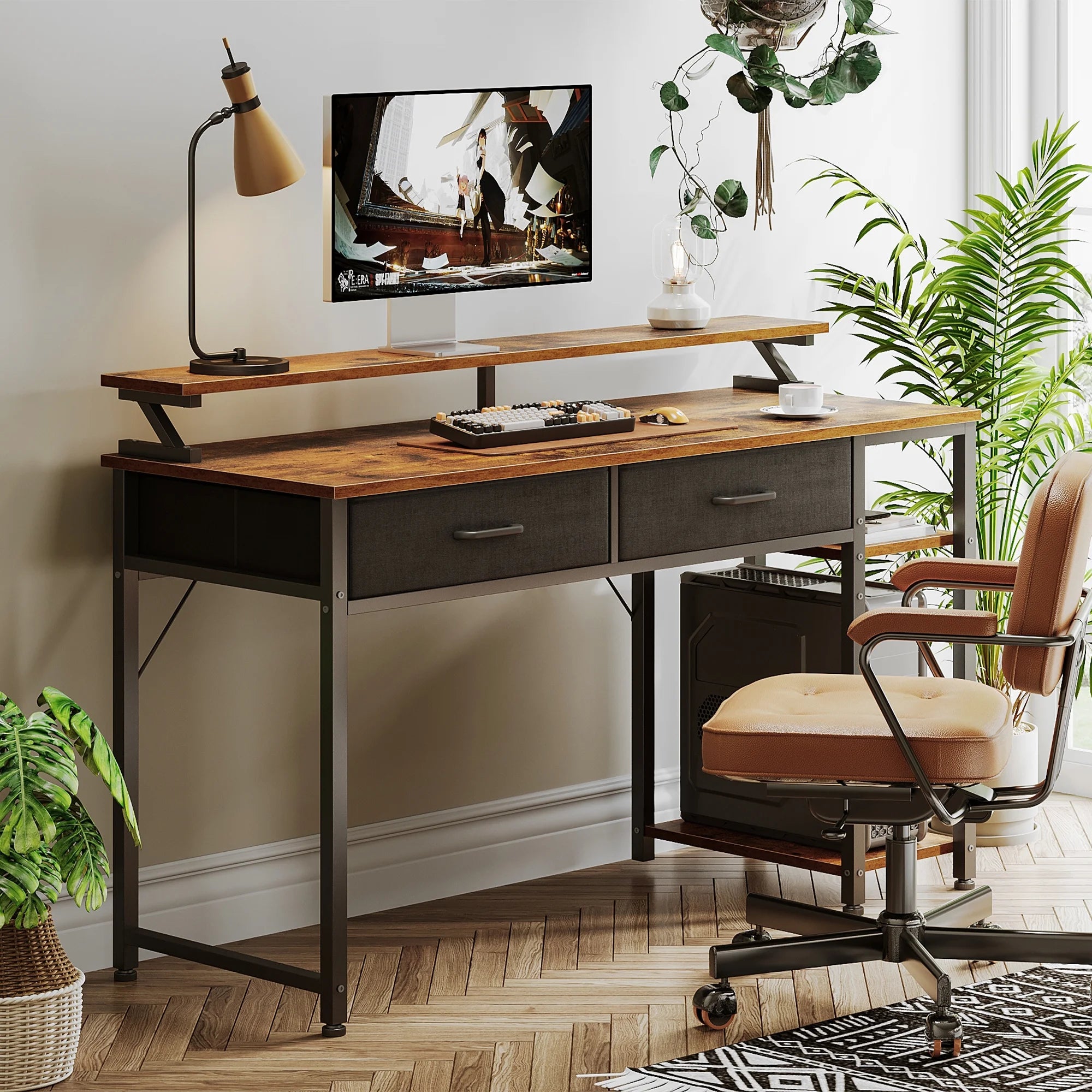 Small 48 In. Desk, Rustic Brown