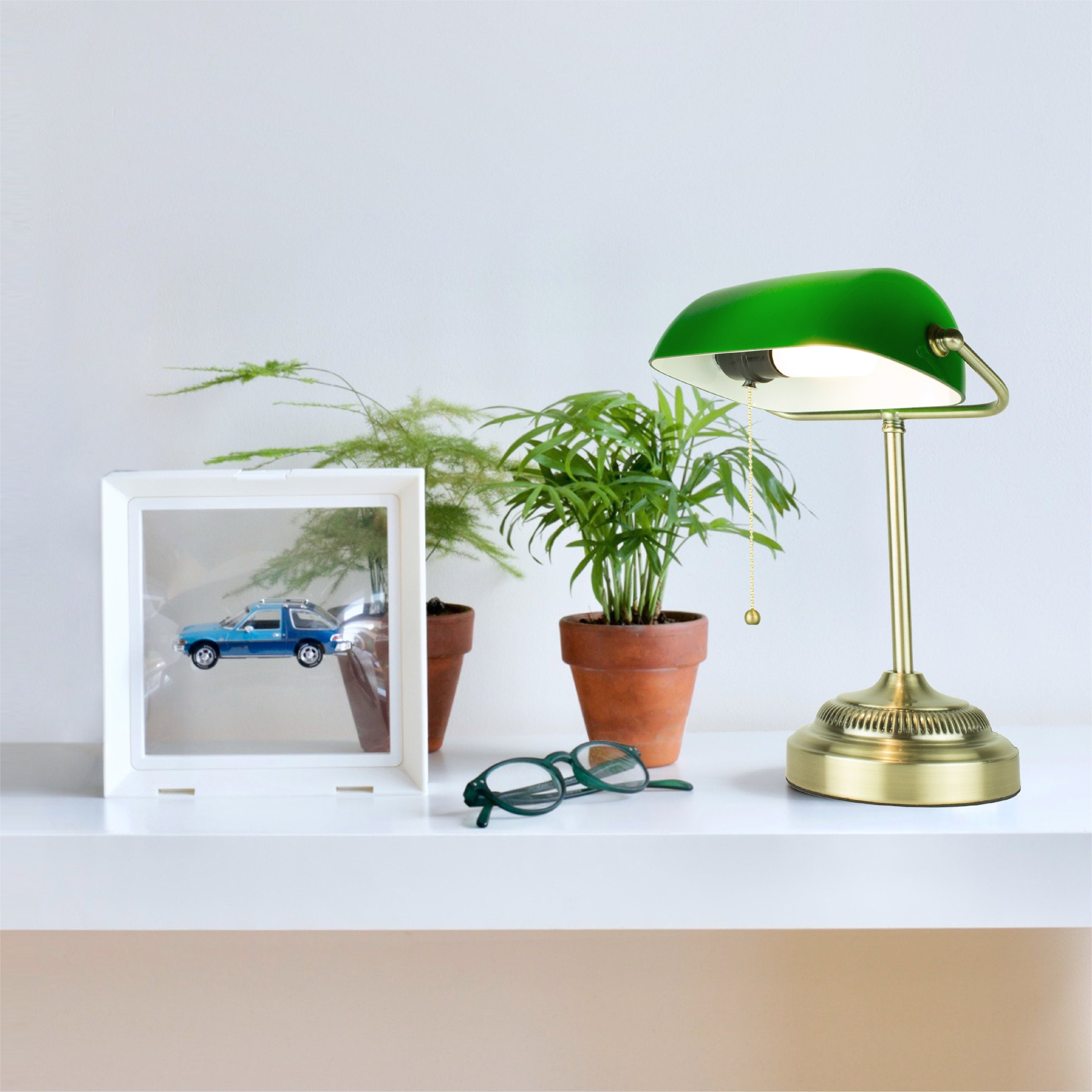 Morgan Antique Green Adjustable Energy-Efficient LED Bankers Desk Lamp