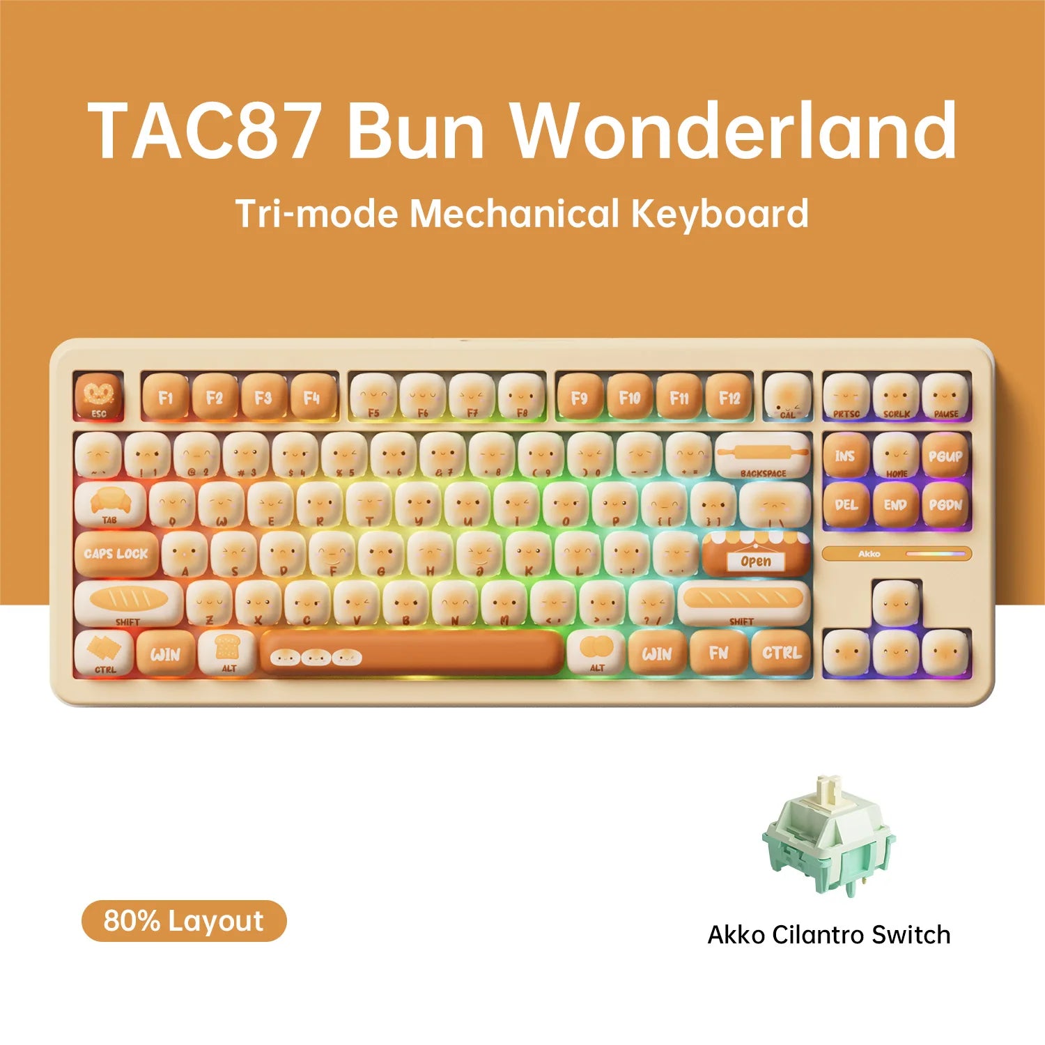TAC87 Mechanical Keyboard 80% TKL Hot-Swap RGB 10000Mah USB Wired/2.4G&Bt Wireless Customized Gaming Keyboard Gasket Mount