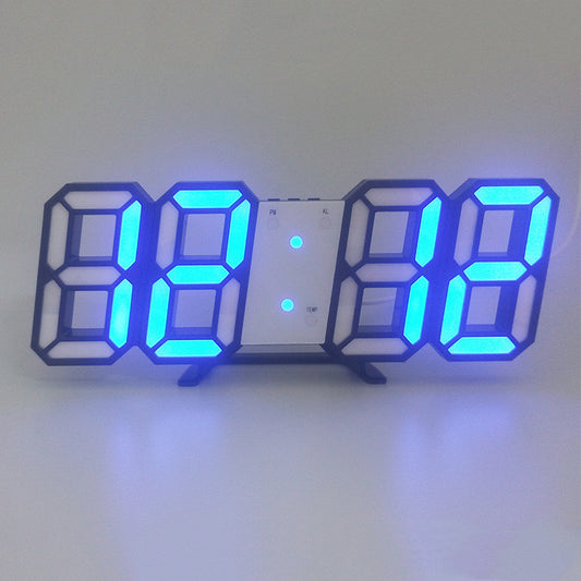 3D LED Wall Clock Modern Digital Sound Control Table Desktop Alarm Clock Temperature Night Light
