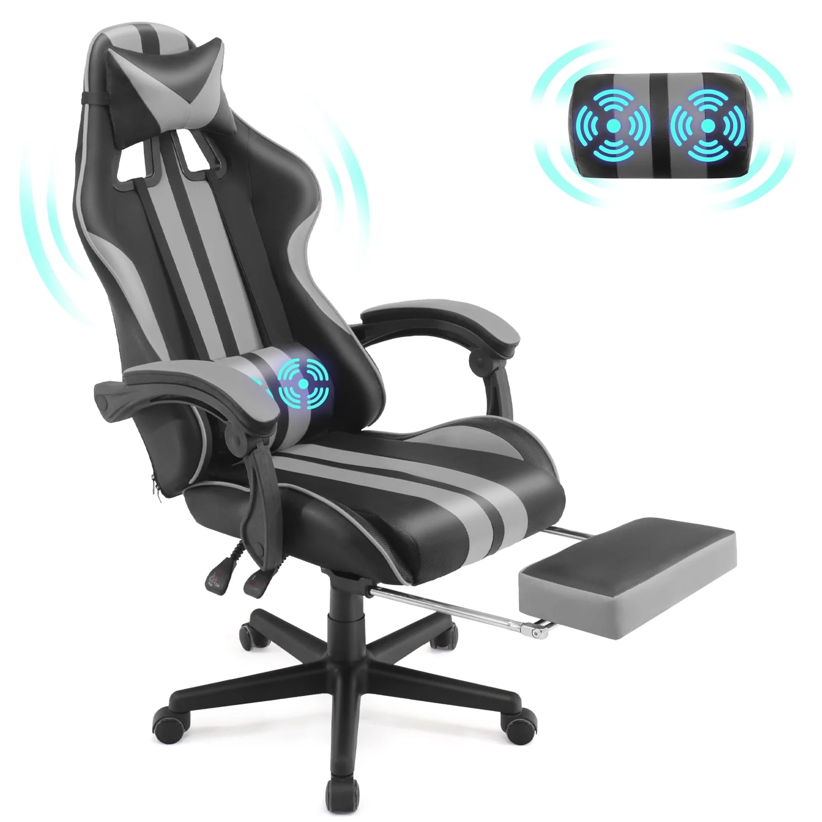 Gaming Chair with Foot Rest and Massage 