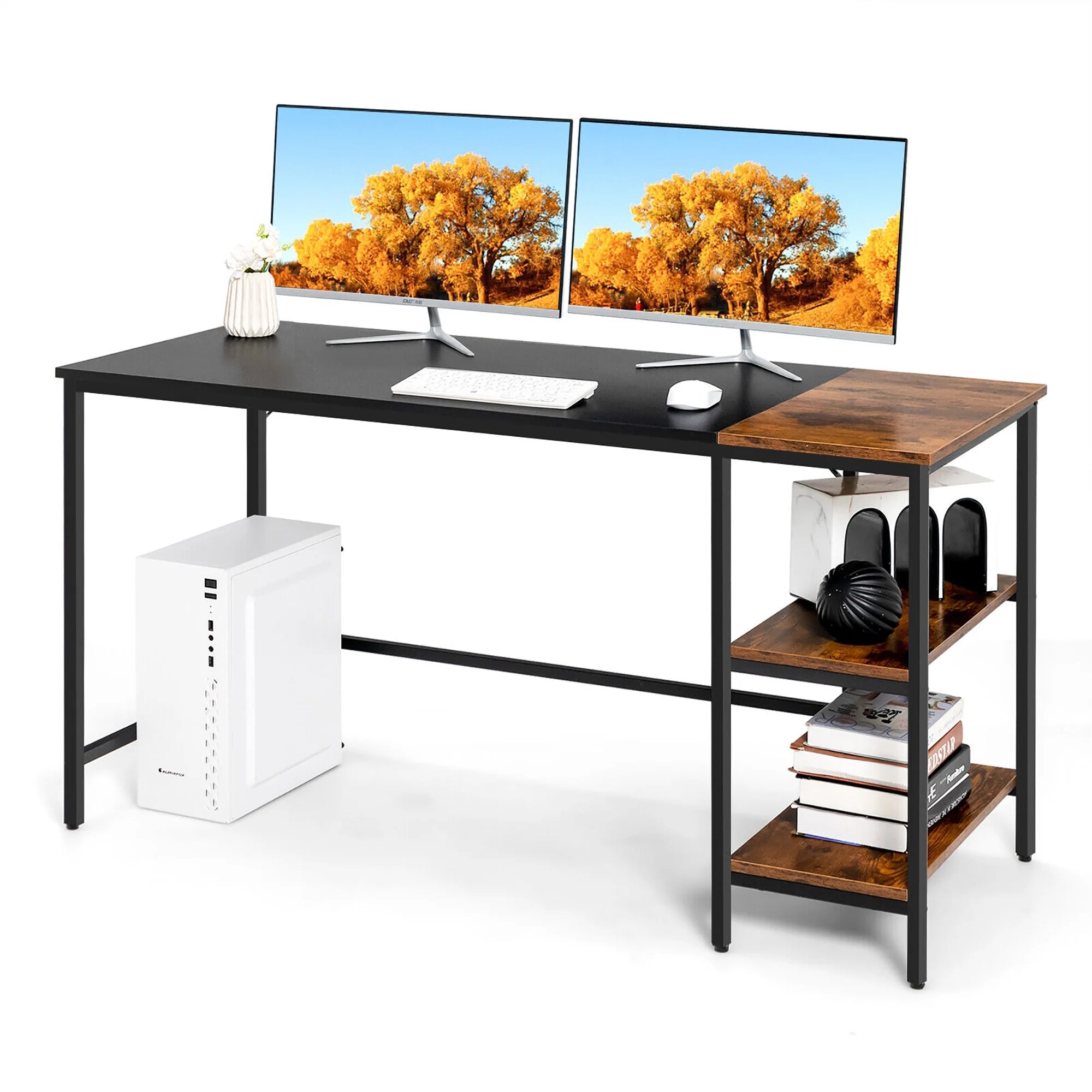 Medium 55'' Computer Desk Wood/Black