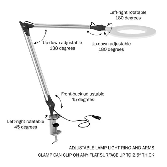17.5 In. Metal Silver Swing Arm Architect LED Task Lamp with Ring Light