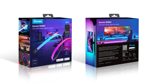 6.56Ft RGBIC LED Neon Rope Light, Color-Changing Smart Light Strip for Desk, Gaming Setup, Wifi + Bluetooth Control
