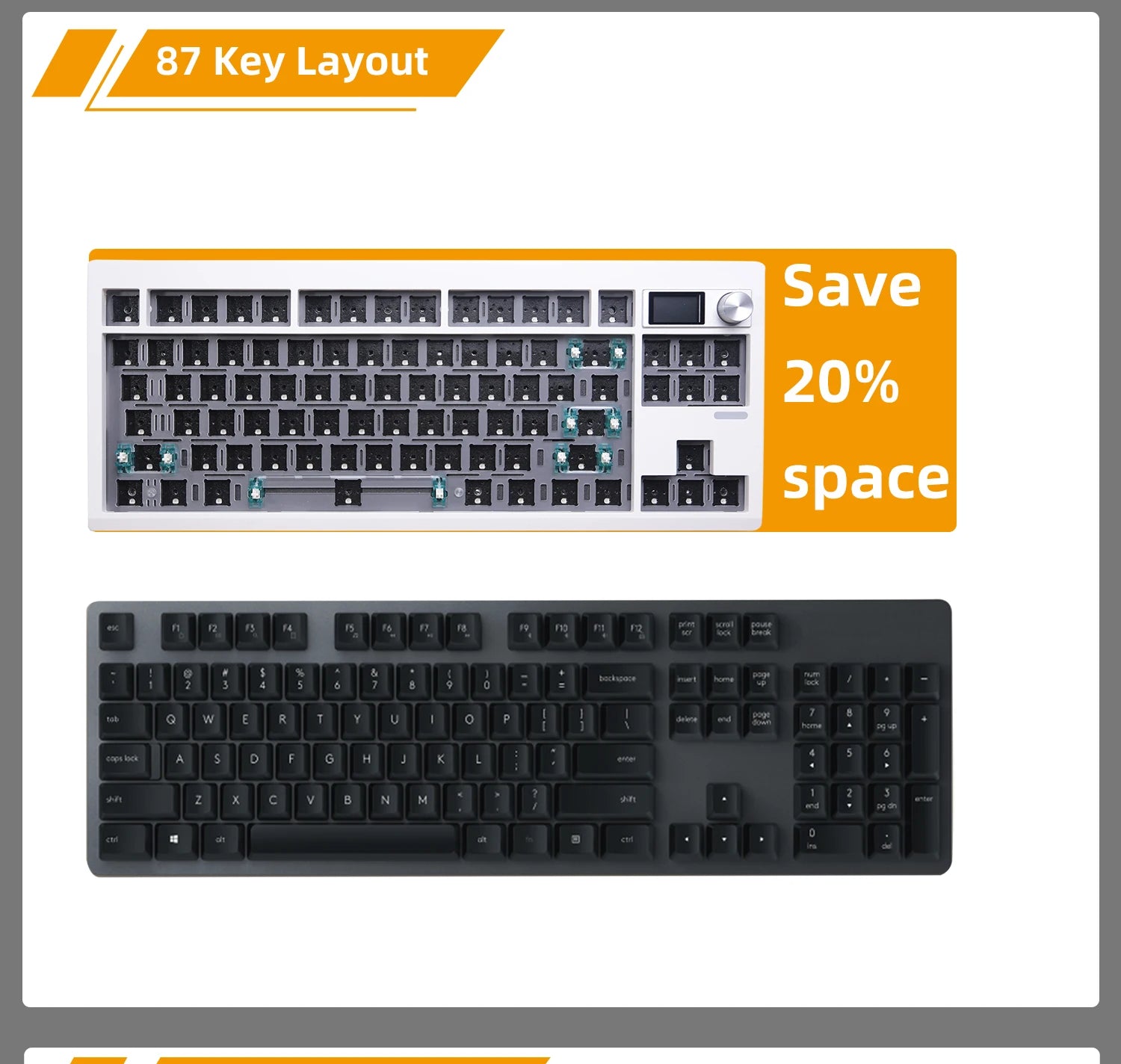 GMK87 Mechanical Keyboard KIT with Display Screen RGB Backlit Gasket Structure Gaming Hot Swap Keyboard for via Customized