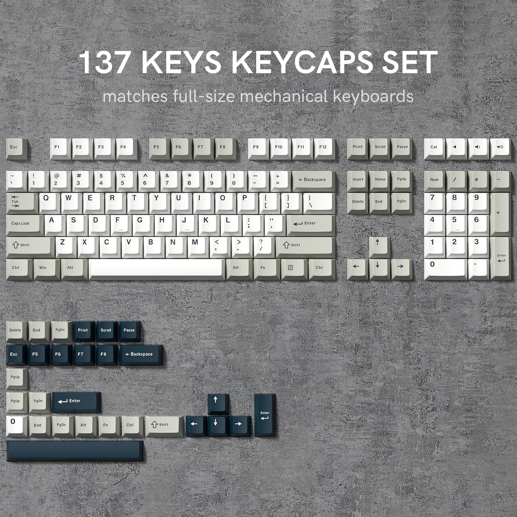 138 Keys Retro Grey Blue PBT Keycap Double Shot Cherry Profile Key Caps for Cherry MX Switches Mechanical Gamer Keyboard