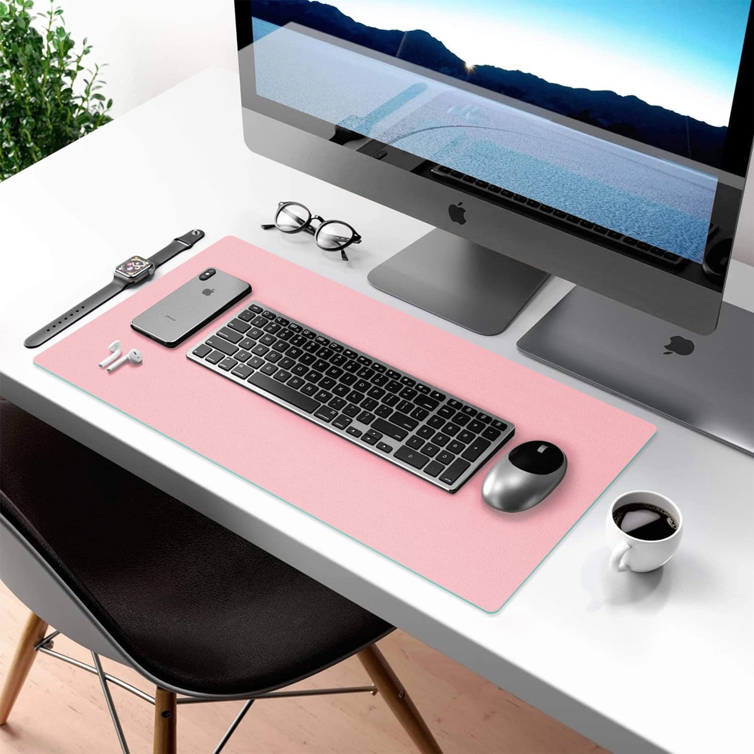 Double-Sided PU Leather Desk Pad - Non-Slip Large Mouse Pad & Desk Mat for Office, Home - Waterproof, Easy to Clean, Durable Dual-Sided Surface (23.6