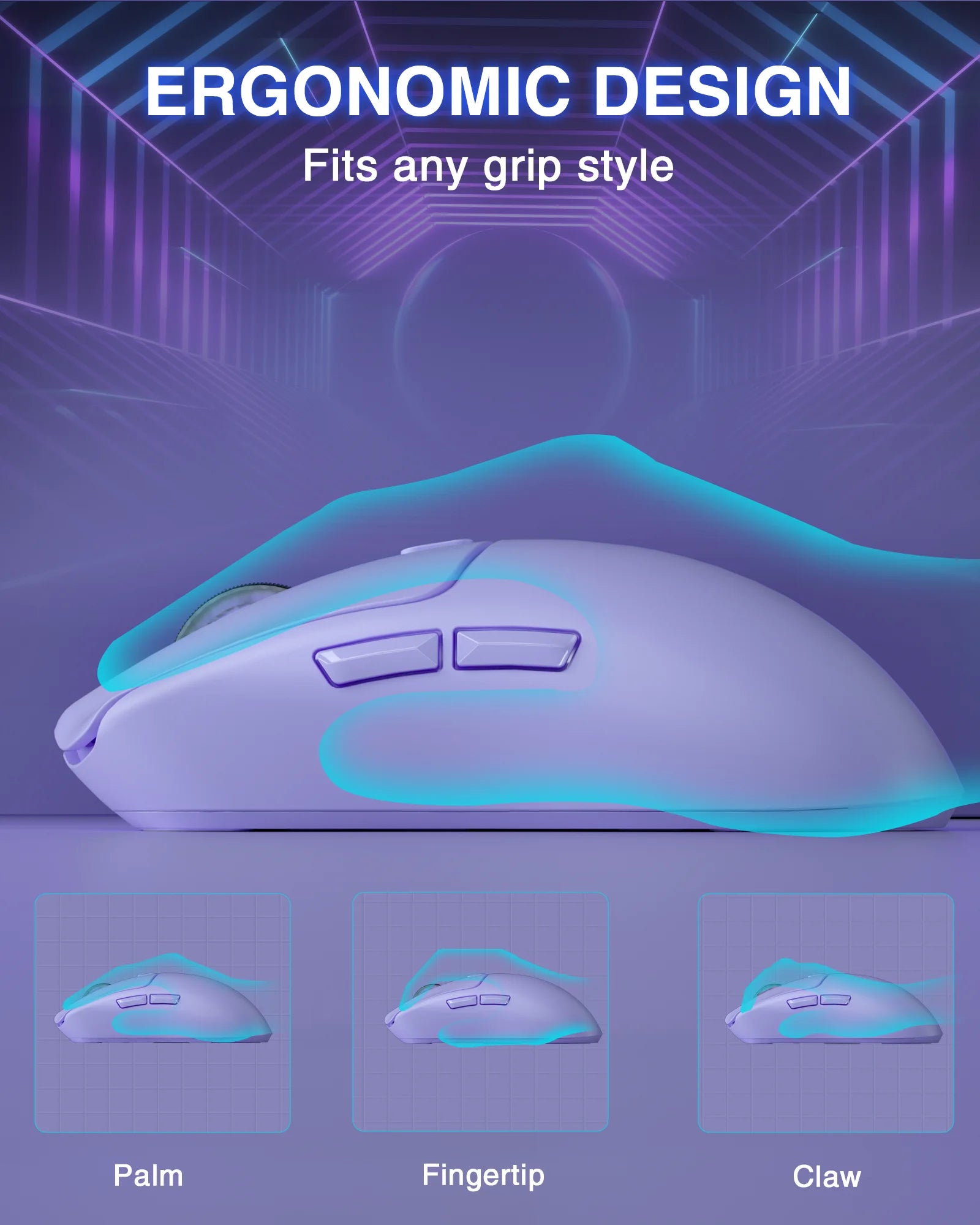 SC580 Gaming Mouse Tri-Mode Rechargeable Ergonomic Bluetooth Mouse 10000 DPI Wireless Bluetooth Mice for Office Gaming