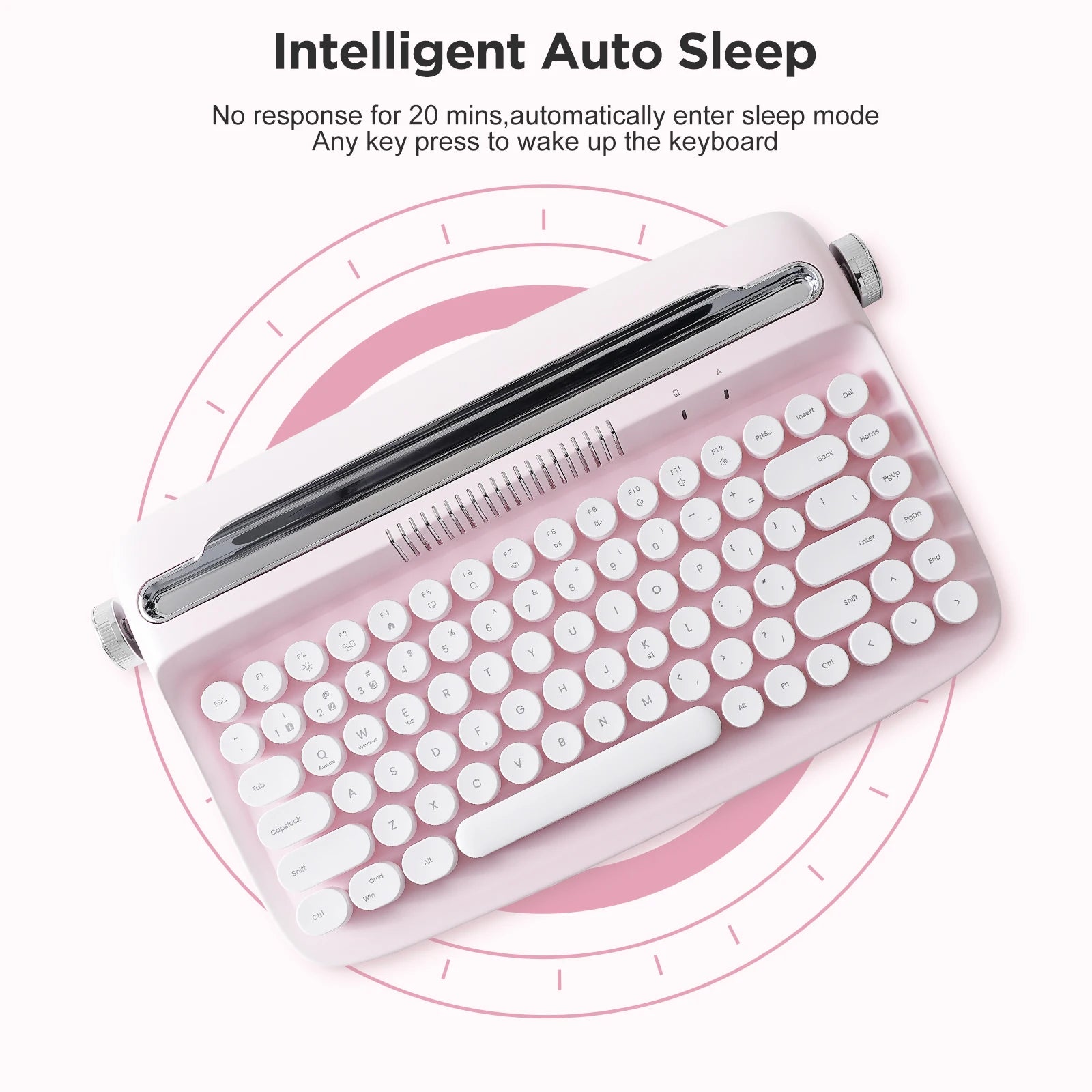 Retro Wireless Typewriter Aesthetic Keyboard