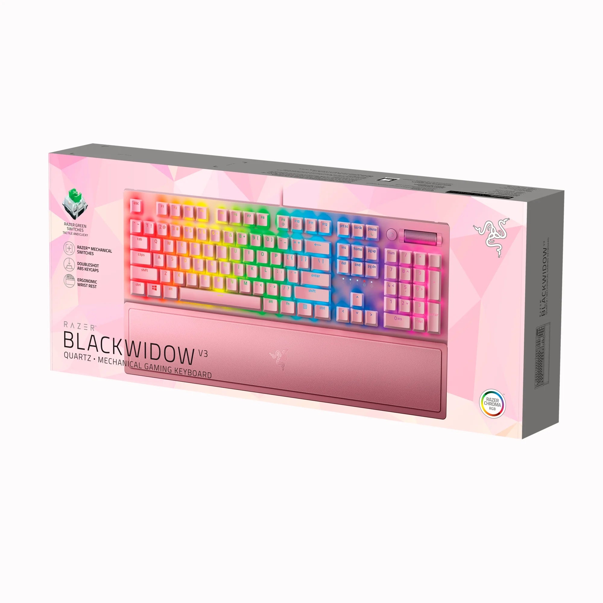 Blackwidow V3 Wired Mechanical Green Clicky Tactile Gaming Keyboard for PC, Chroma RGB, Quartz