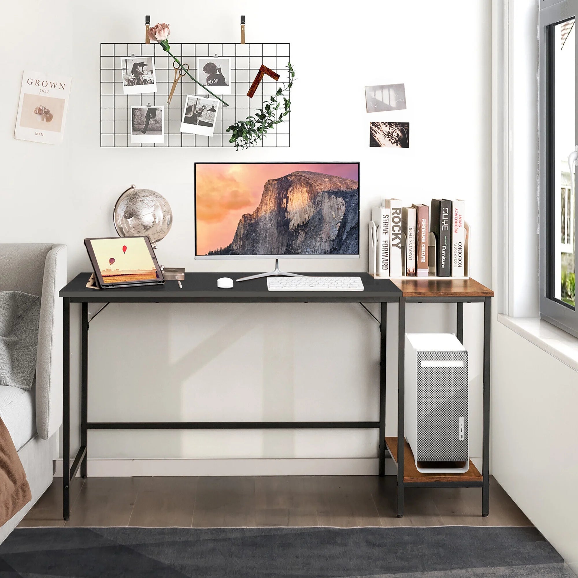 Medium 55'' Computer Desk Wood/Black