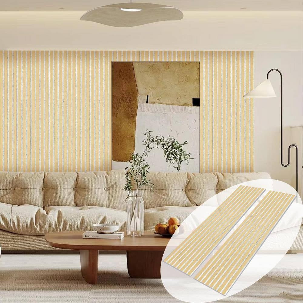 Oak Gray Felt Wood Slat Acoustic Panels, MDF Decorative Wall Paneling (2 Piece/16.5 Sq. Ft.) - 94.5 In. X 12.6 In.