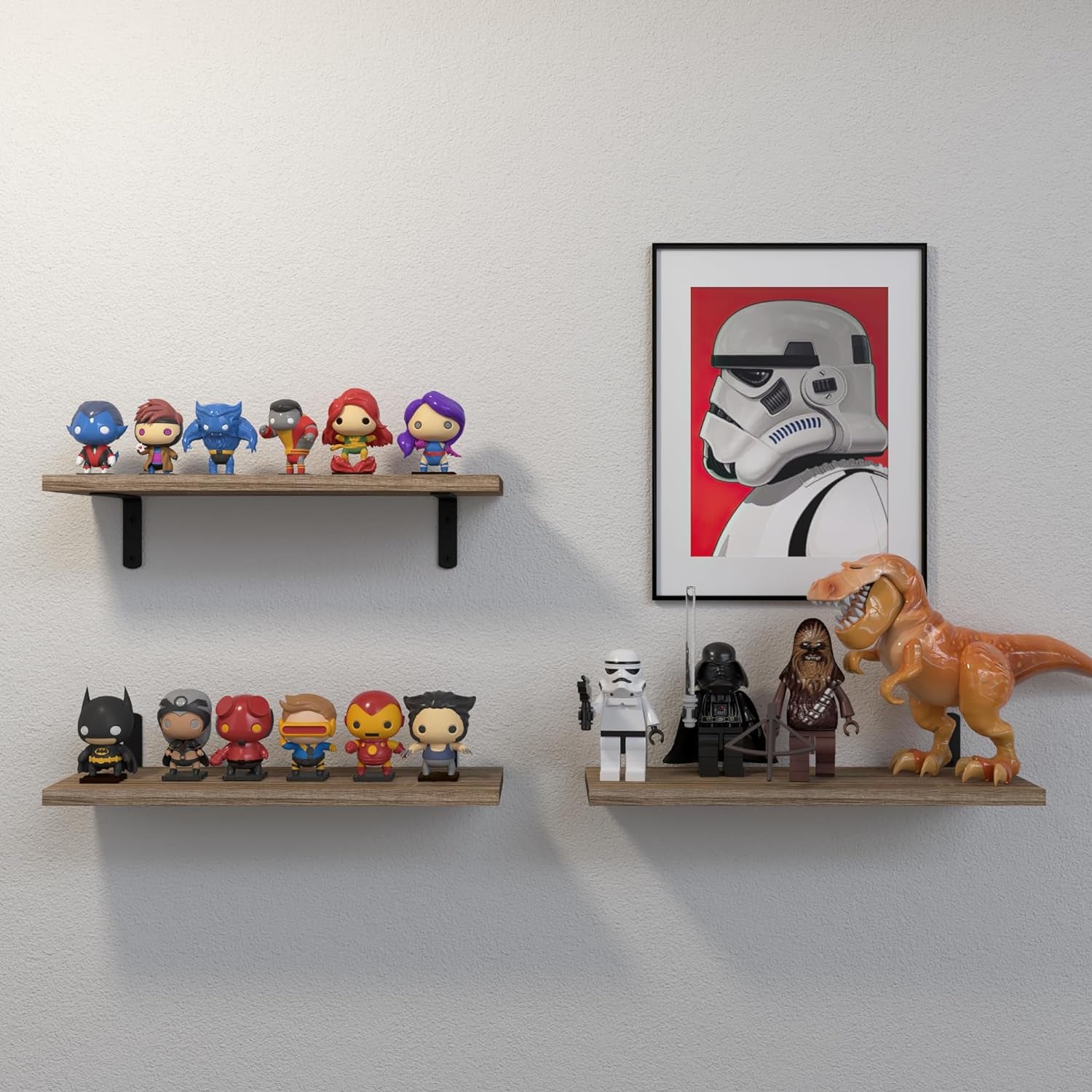 Wooden Floating Shelves, 3 Sets Wall Shelves