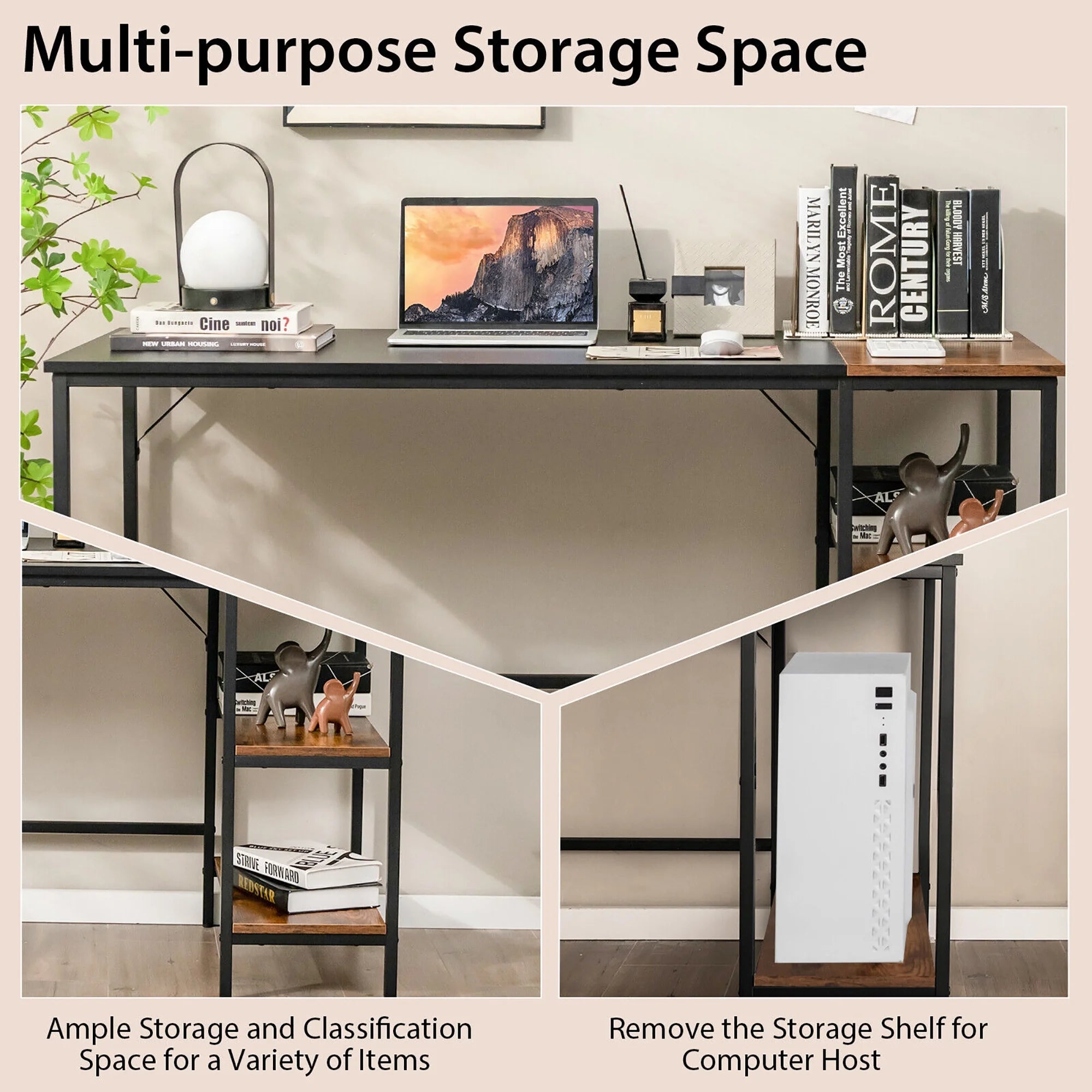 Medium 55'' Computer Desk Wood/Black