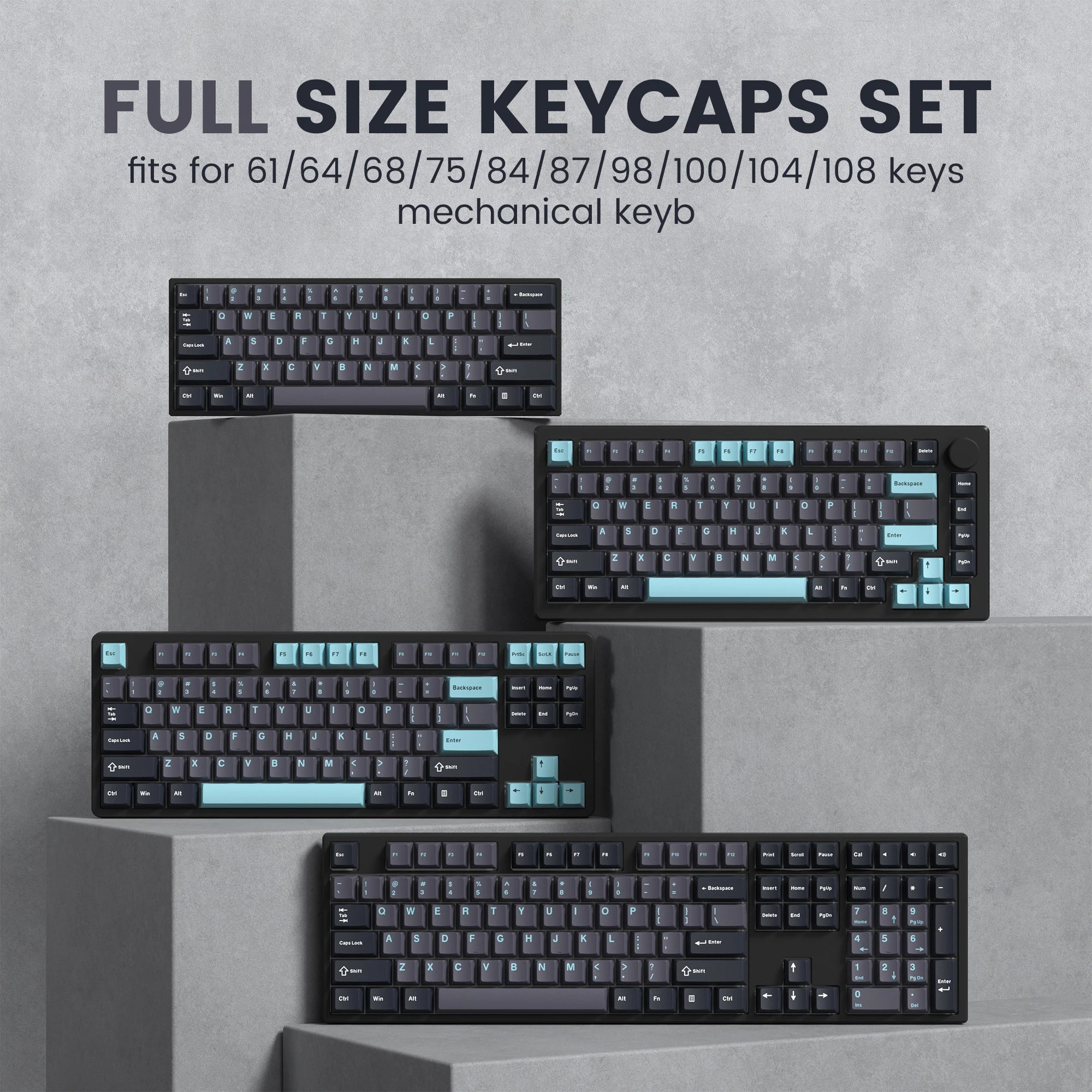 138 Keys Retro Grey Blue PBT Keycap Double Shot Cherry Profile Key Caps for Cherry MX Switches Mechanical Gamer Keyboard