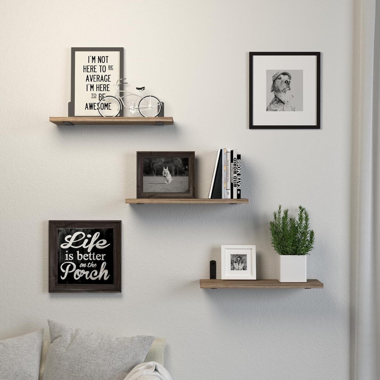 Wooden Floating Shelves, 3 Sets Wall Shelves