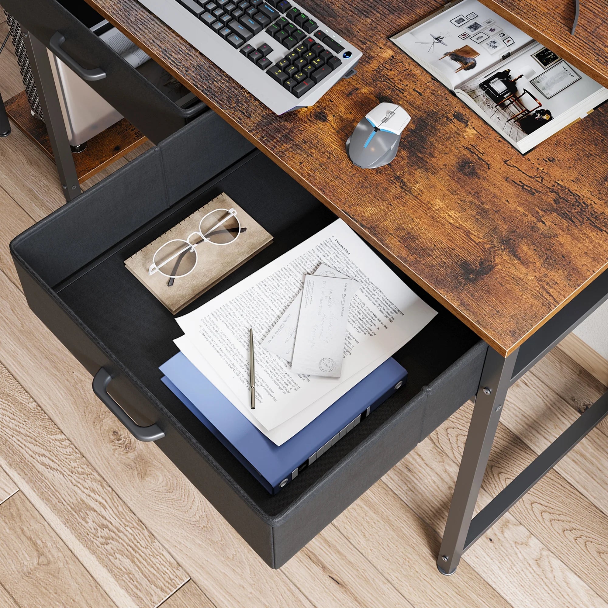 Small 48 In. Desk, Rustic Brown