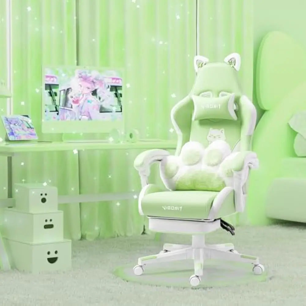 Pastel Cute Ergonomic Gaming Chair with Footrest