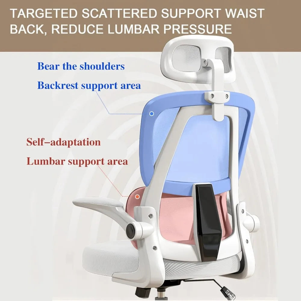 Ergonomic Desk Chairs with Flip-Up Armrests and Lumbar Support