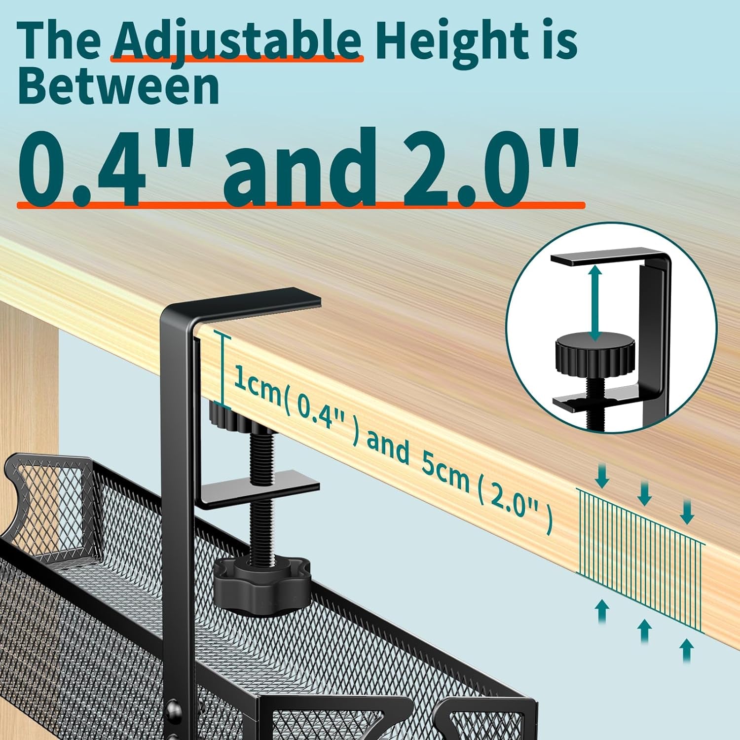 Under Desk Cable Management Tray Black, No Drill Desk Cable Management