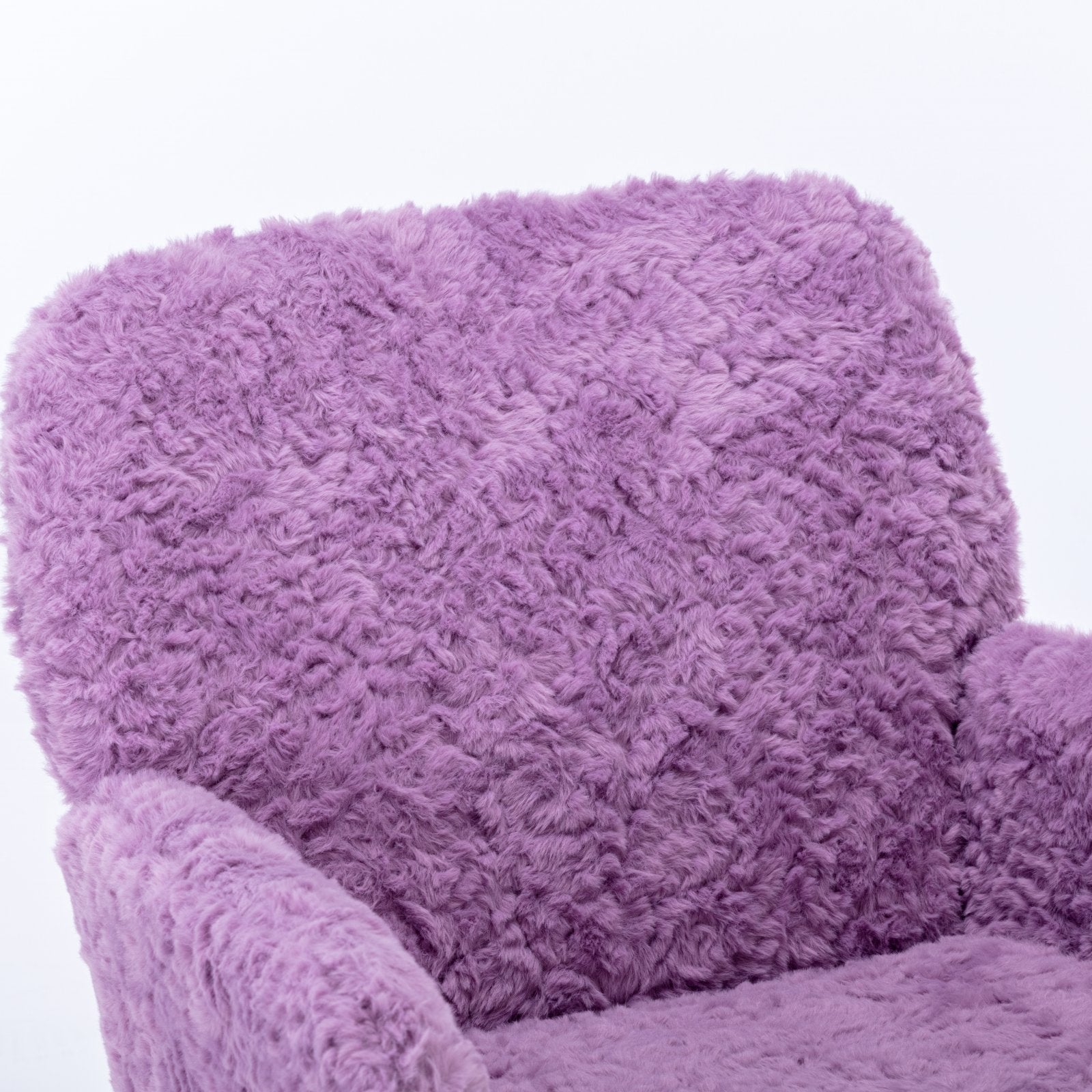 Purple Pastel Chair with Artificial Fur Upholstery and Gold Metal Base