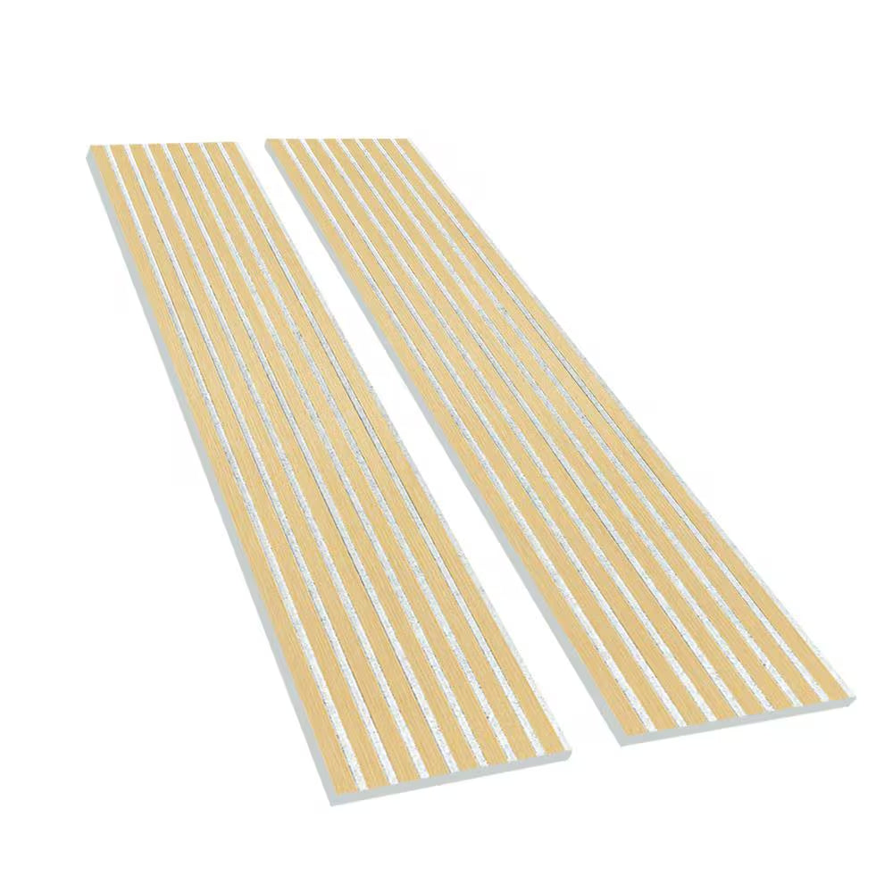 Oak Gray Felt Wood Slat Acoustic Panels, MDF Decorative Wall Paneling (2 Piece/16.5 Sq. Ft.) - 94.5 In. X 12.6 In.