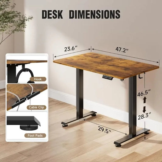 Small 47.2" Sit-Standing Wooden Desk