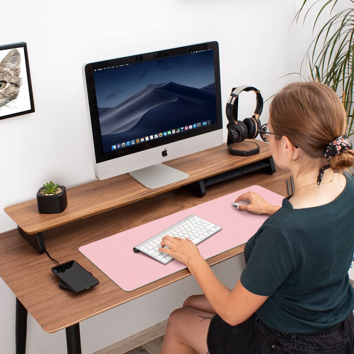 Double-Sided PU Leather Desk Pad - Non-Slip Large Mouse Pad & Desk Mat for Office, Home - Waterproof, Easy to Clean, Durable Dual-Sided Surface (23.6